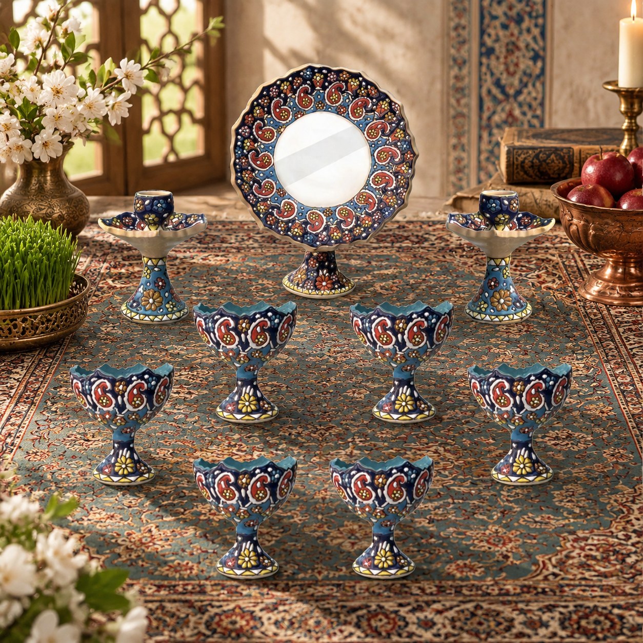 هفت سین سفالی میناکاری
