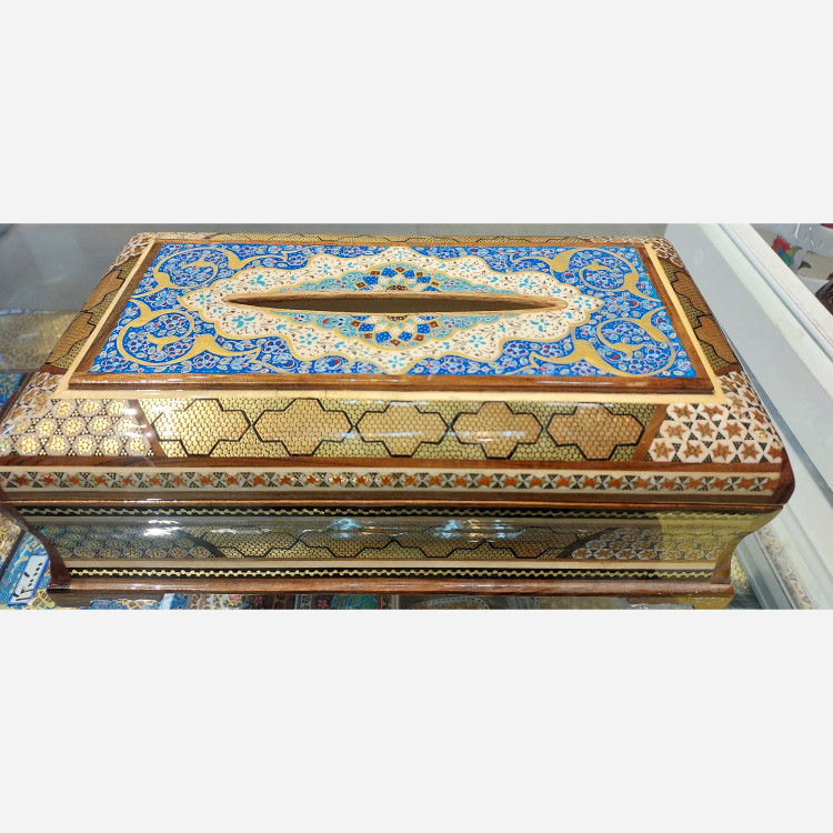 جعبه دستمال کاغذی خاتم کاری مدل اعلاء