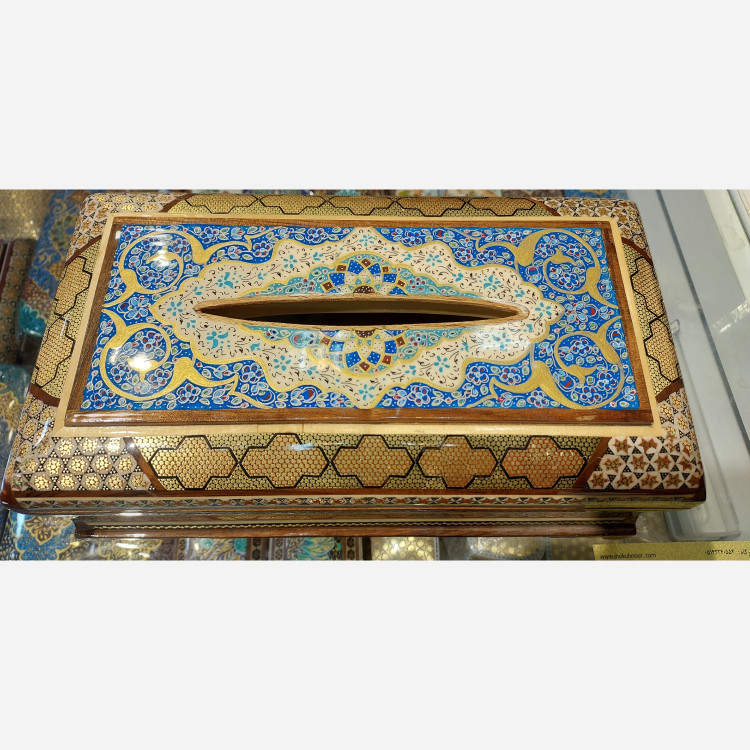 جعبه دستمال کاغذی خاتم کاری مدل اعلاء
