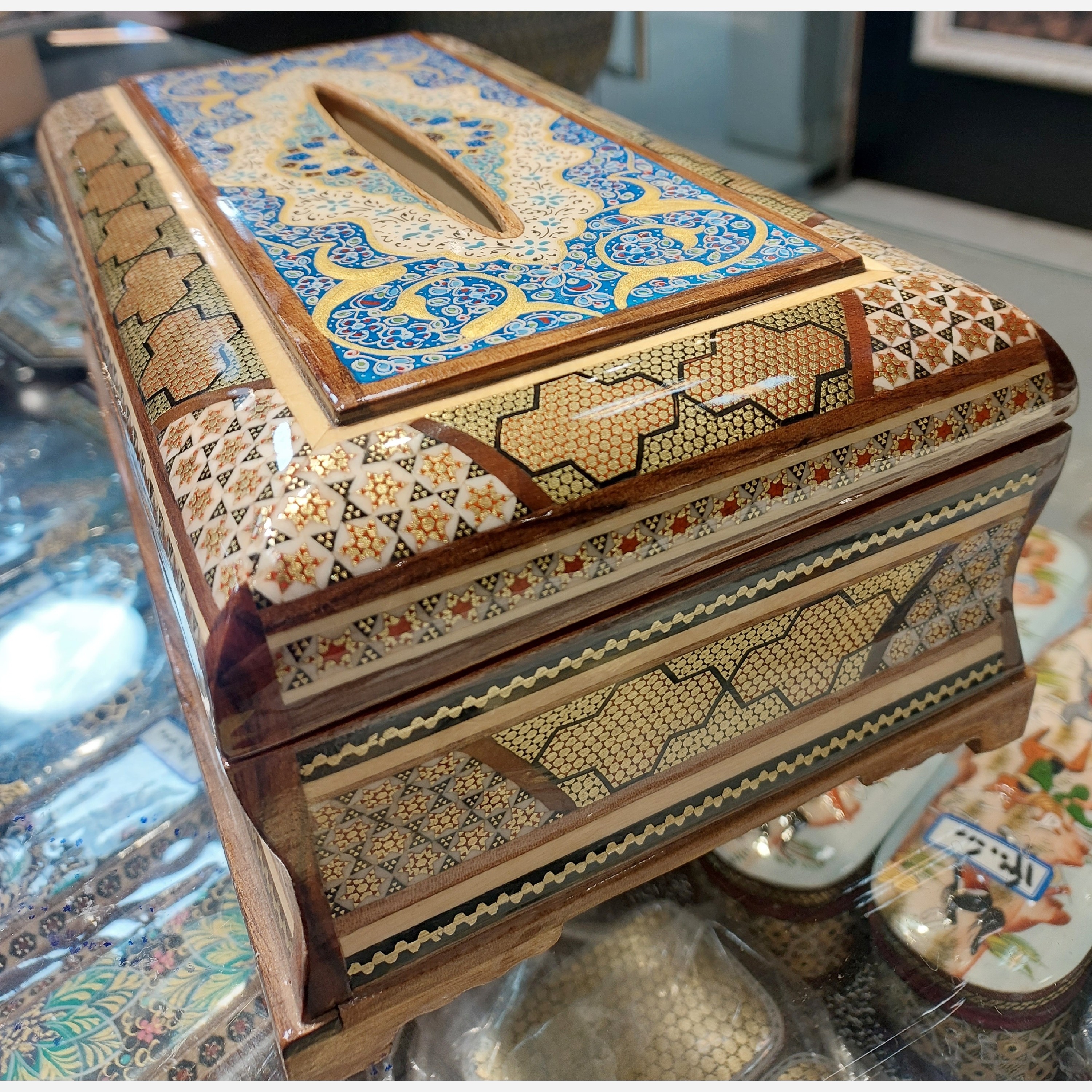 جعبه دستمال کاغذی خاتم کاری مدل اعلاء